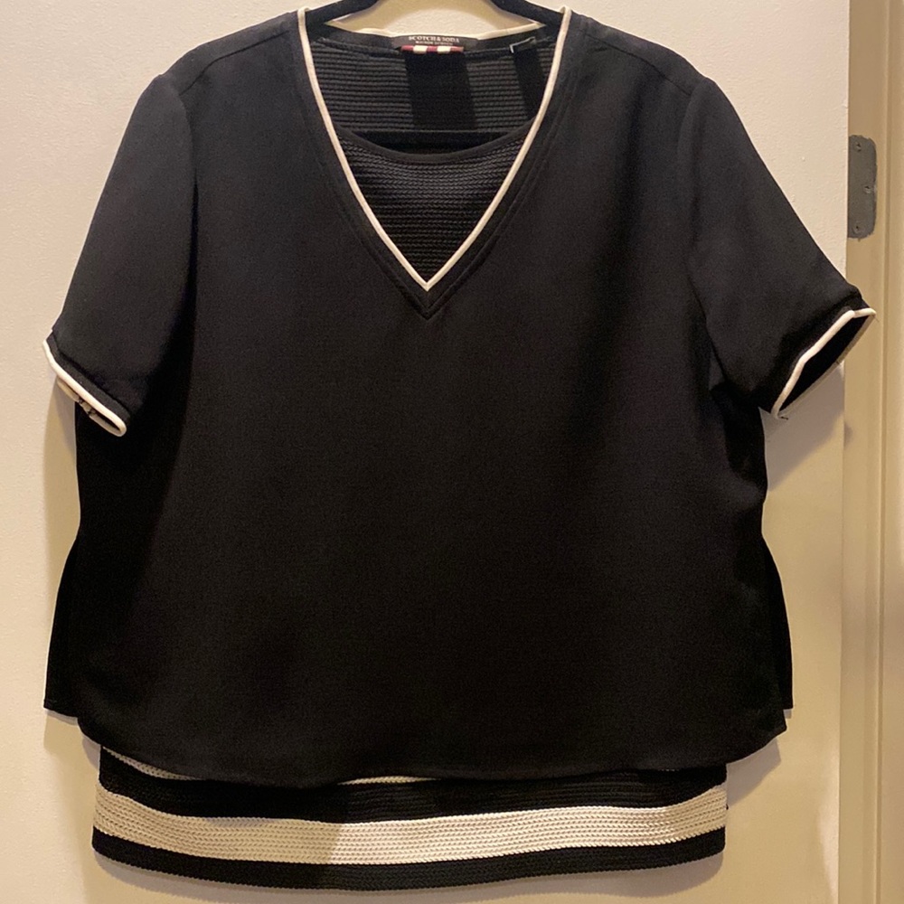 Scotch & Soda Black & White Striped Blouse, M
